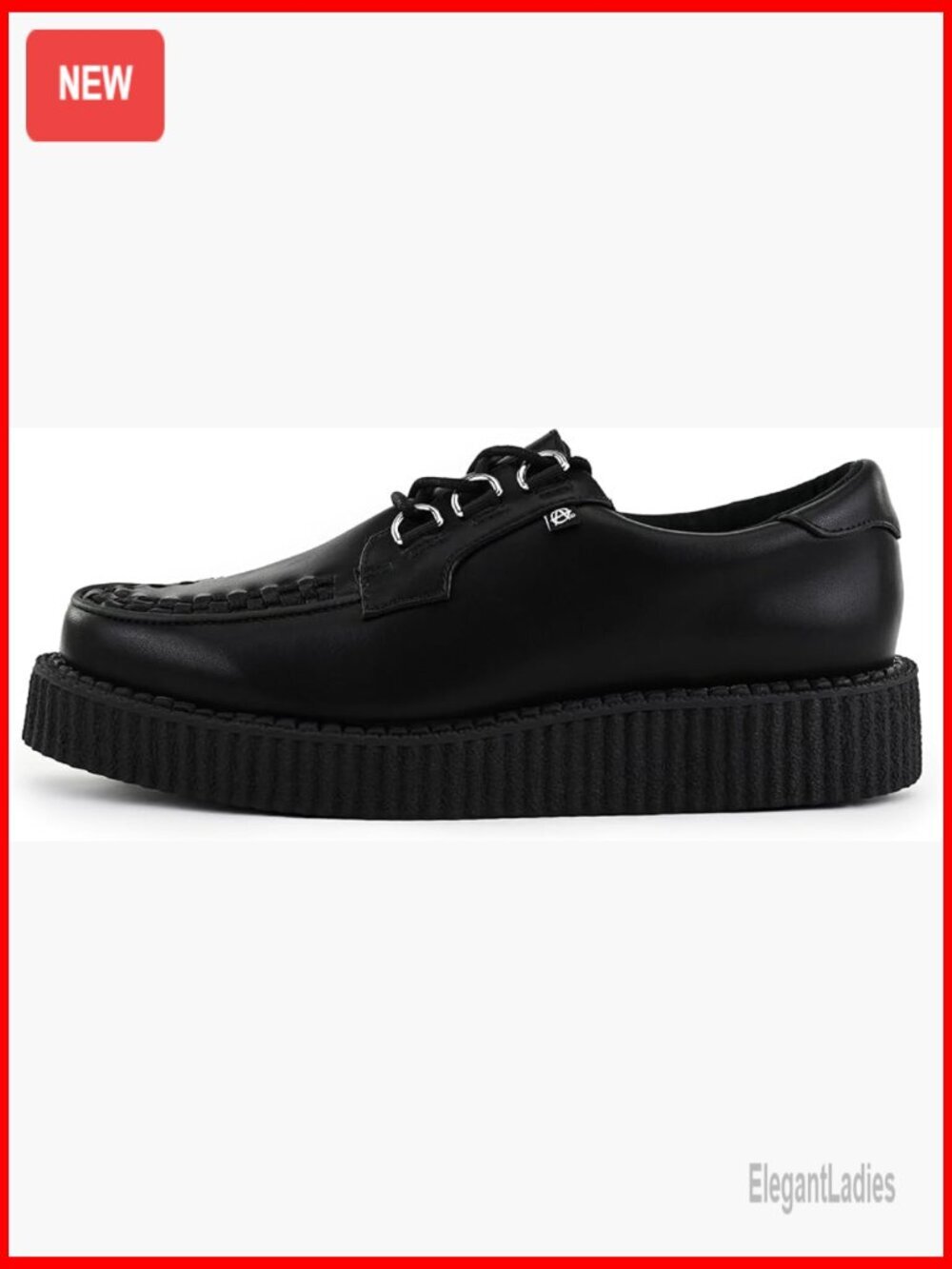 Platform Sneakers, Vegan Faux Leather, Lace-Up, Unisex Size 8/6
